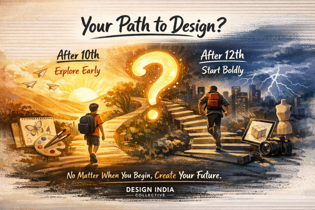 Design aspirants choosing their creative journey after 10th or 12th for NIFT, NID, and UCEED preparation