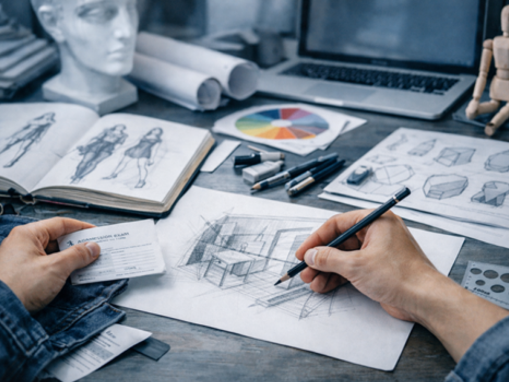 Is drawing mandatory for NIFT NID and UCEED entrance exam