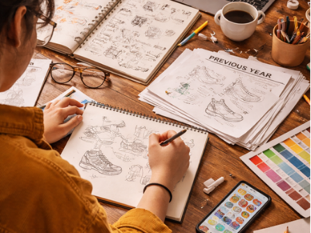 Student preparing for design entrance exam