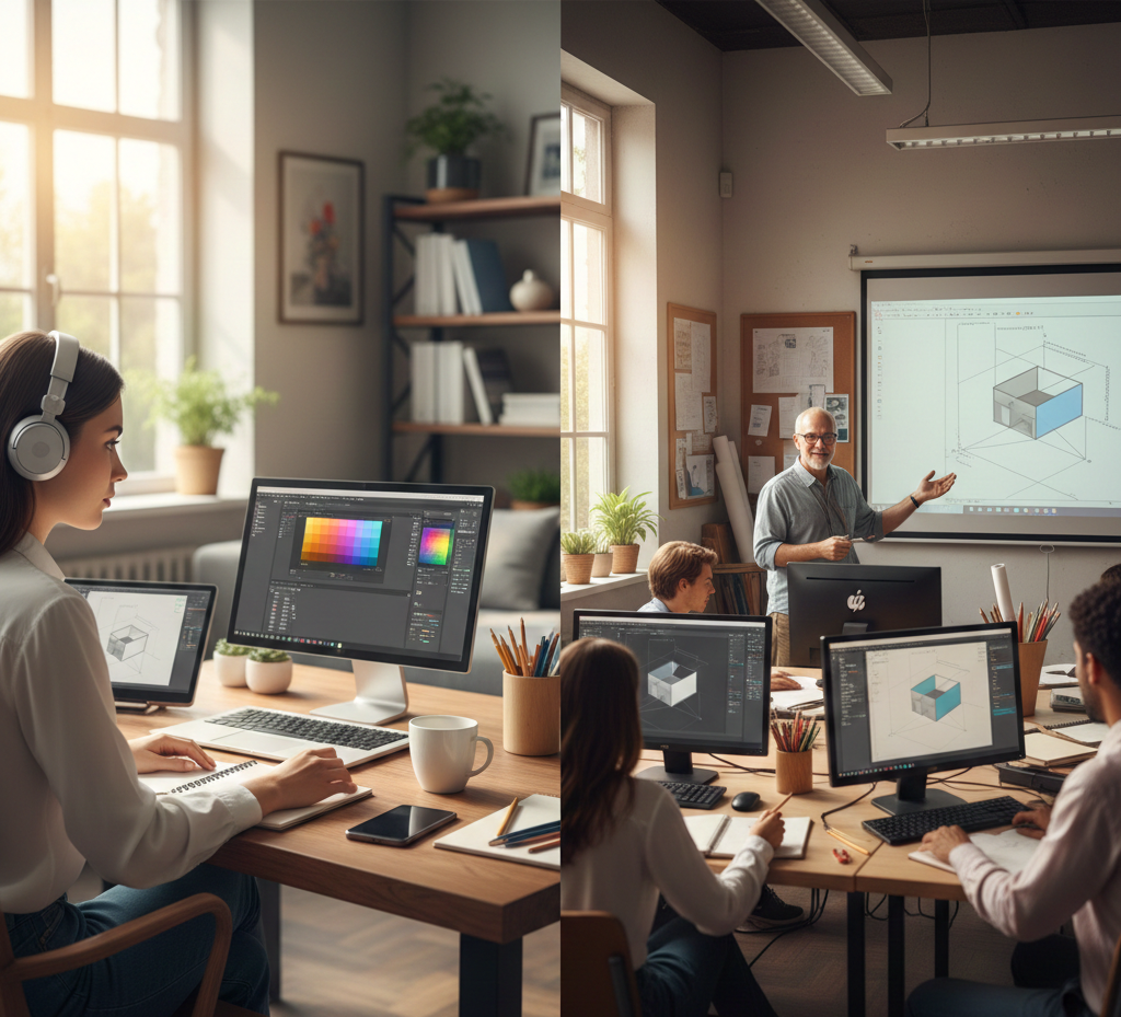 online vs offline design entrance coaching.